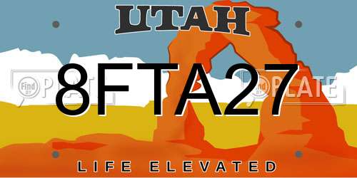 8FTA27 Utah License Plate