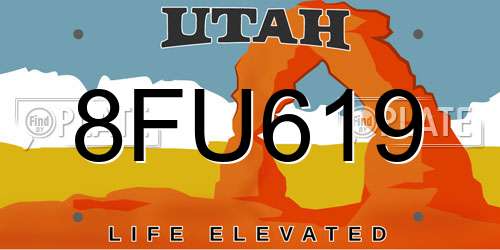 8FU619 Utah License Plate