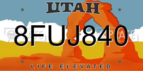 8FUJ840 Utah License Plate