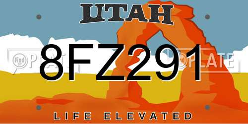 8FZ291 Utah License Plate