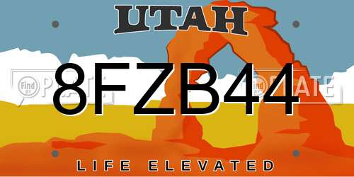 8FZB44 Utah License Plate