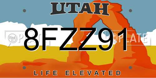 8FZZ91 Utah License Plate