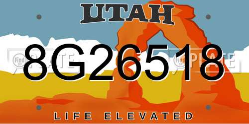 8G26518 Utah License Plate