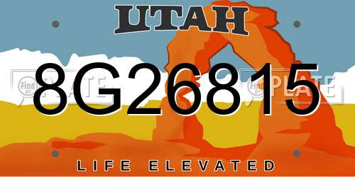 8G26815 Utah License Plate
