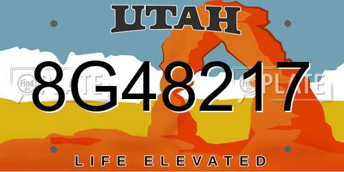 8G48217 Utah License Plate