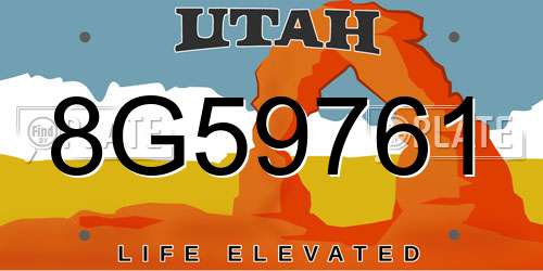 8G59761 Utah License Plate