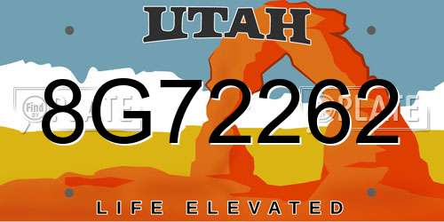 8G72262 Utah License Plate