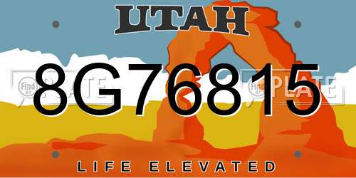 8G76815 Utah License Plate