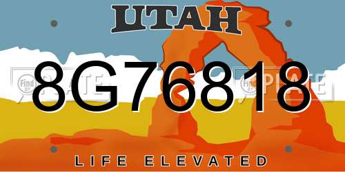 8G76818 Utah License Plate