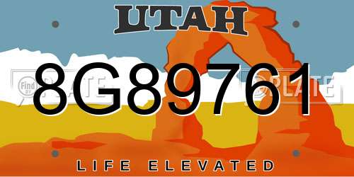 8G89761 Utah License Plate