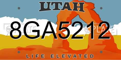 8GA5212 Utah License Plate