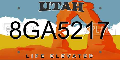 8GA5217 Utah License Plate