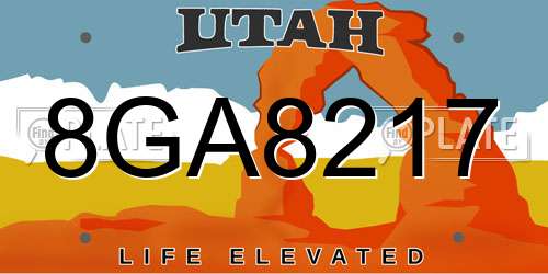 8GA8217 Utah License Plate