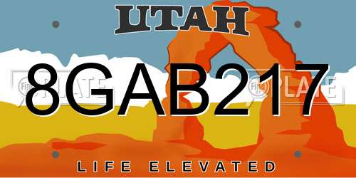 8GAB217 Utah License Plate
