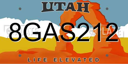 8GAS212 Utah License Plate