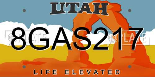 8GAS217 Utah License Plate