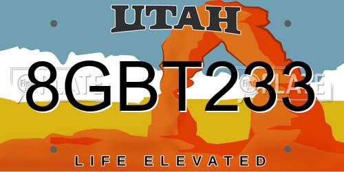 8GBT233 Utah License Plate