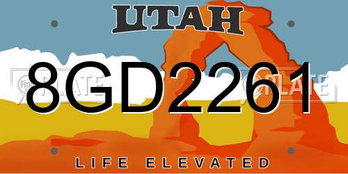 8GD2261 Utah License Plate