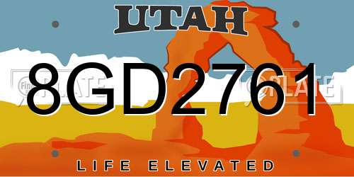 8GD2761 Utah License Plate