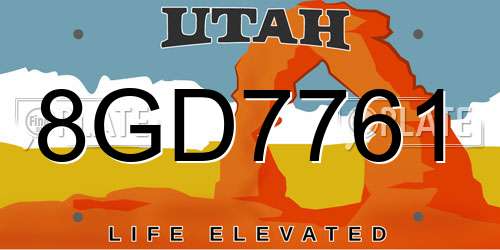 8GD7761 Utah License Plate