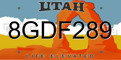 8GDF289 Utah License Plate