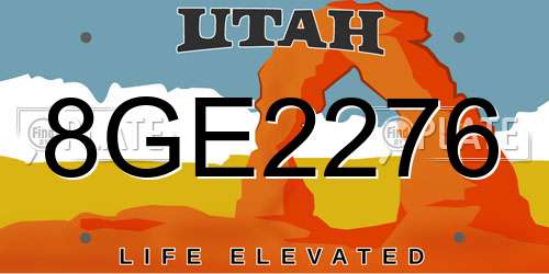 8GE2276 Utah License Plate