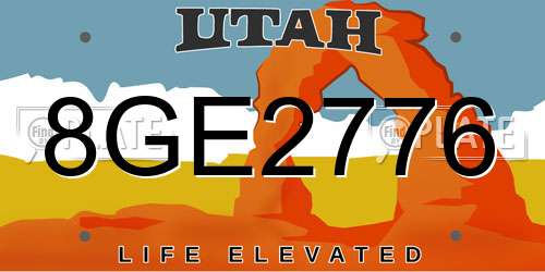 8GE2776 Utah License Plate