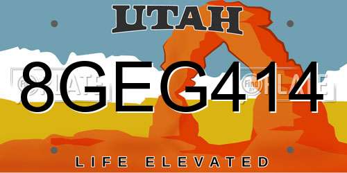 8GEG414 Utah License Plate