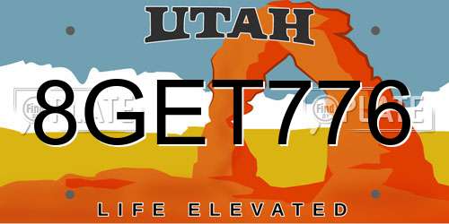 8GET776 Utah License Plate