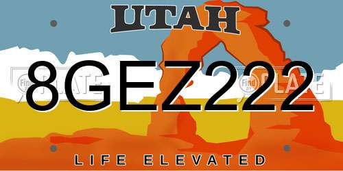 8GEZ222 Utah License Plate