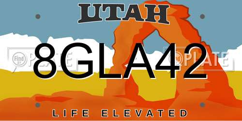 8GLA42 Utah License Plate