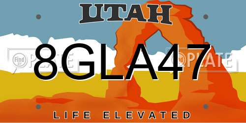 8GLA47 Utah License Plate