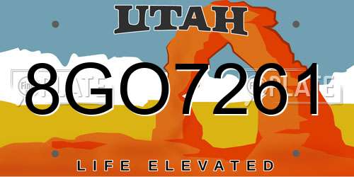 8GO7261 Utah License Plate
