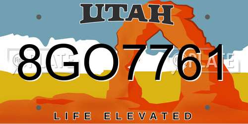 8GO7761 Utah License Plate