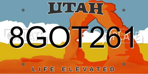 8GOT261 Utah License Plate