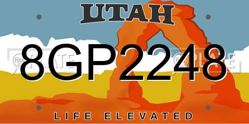 8GP2248 Utah License Plate