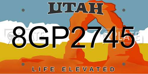 8GP2745 Utah License Plate