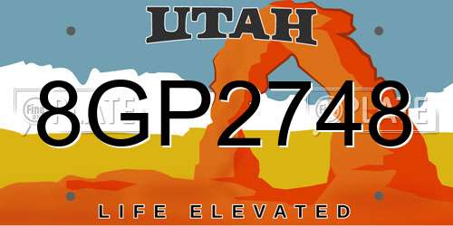 8GP2748 Utah License Plate