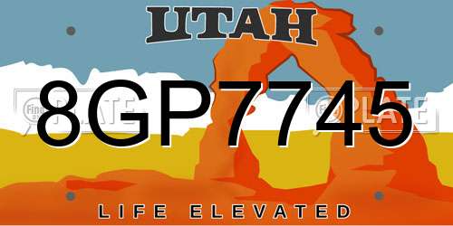 8GP7745 Utah License Plate