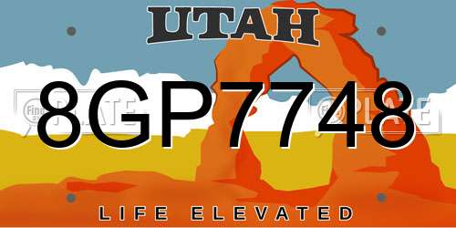 8GP7748 Utah License Plate