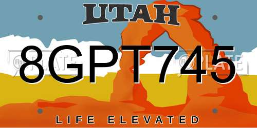 8GPT745 Utah License Plate