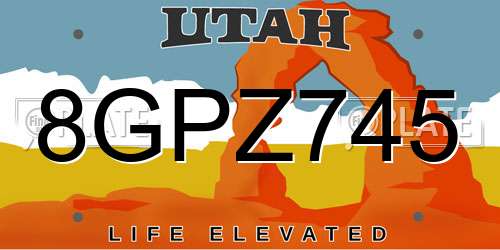 8GPZ745 Utah License Plate