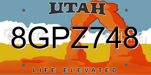 8GPZ748 Utah License Plate