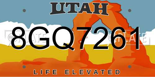 8GQ7261 Utah License Plate