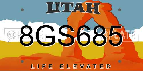 8GS685 Utah License Plate