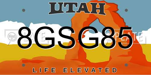 8GSG85 Utah License Plate
