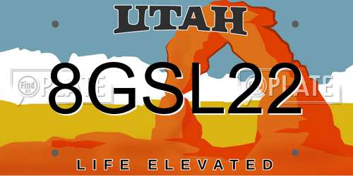 8GSL22 Utah License Plate
