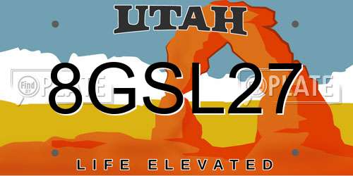 8GSL27 Utah License Plate