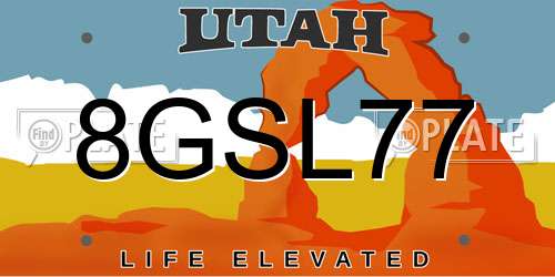 8GSL77 Utah License Plate