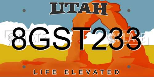 8GST233 Utah License Plate